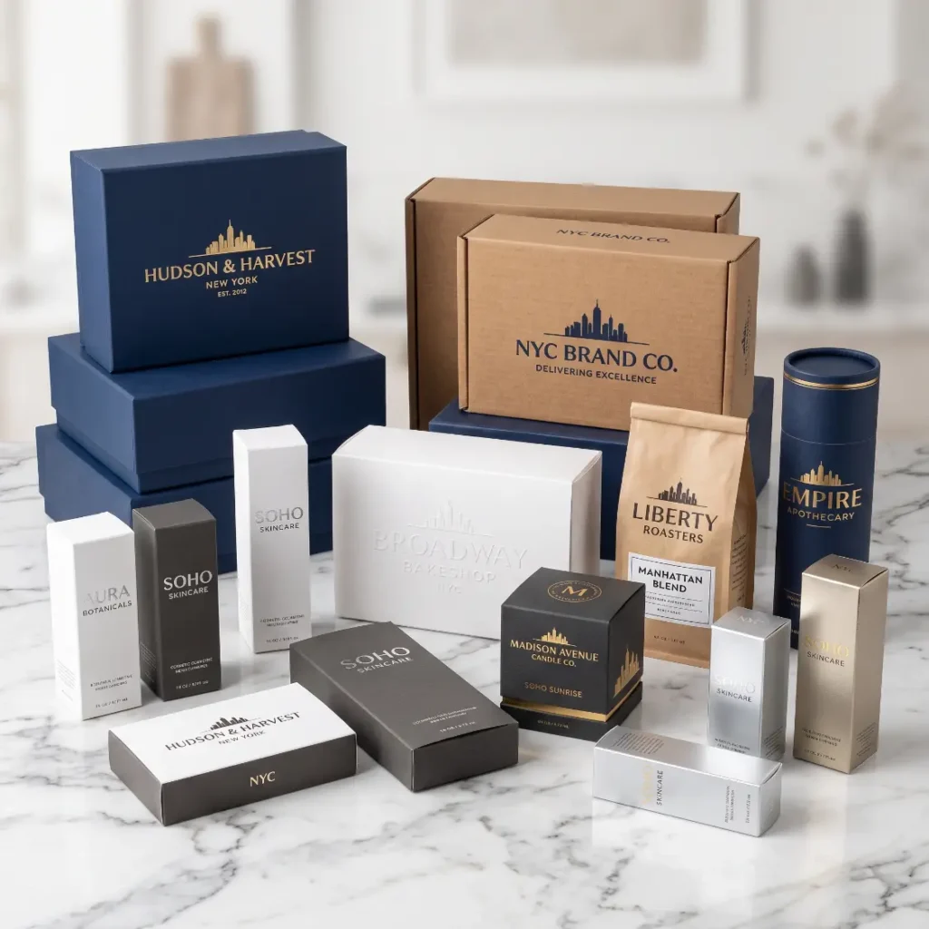 Custom packaging for New York made by pack printers